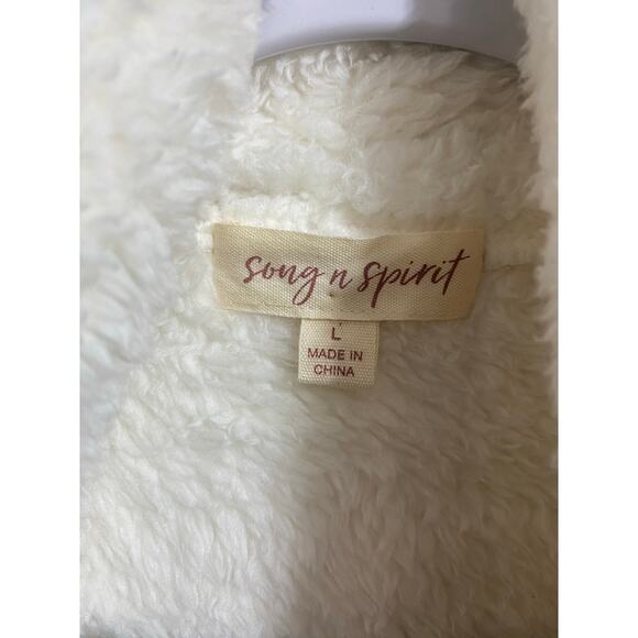 Song N Spirit Sherpa Tiered Layered Vest Large Cream White Brown Cozy - Picture 3 of 6